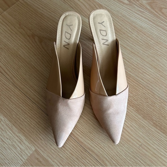 YDN Nude Leather Suede Pointed Clogs Heels Women’s 10 - Picture 2 of 10